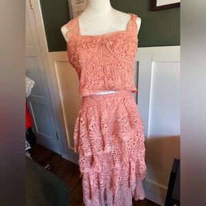 Farm Rio Guipure Lace Tiered Skirt